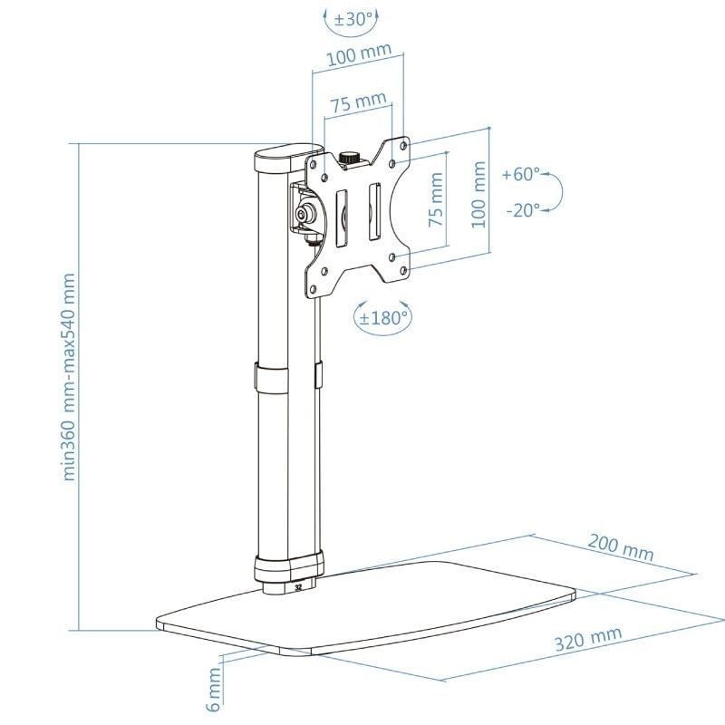 Soporte de Sobremesa para Monitor TooQ DB1127TN-W/ Giratorio/ Inclinable/ hasta 6kg - изображение 4