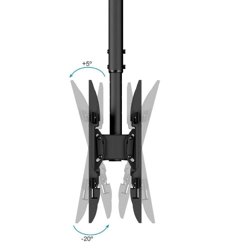 Soporte de Techo Giratorio/ Inclinable/ Nivelable TooQ LPCE2286TSLI-B para 2 TV de 43-86"/ hasta 100kg - изображение 4