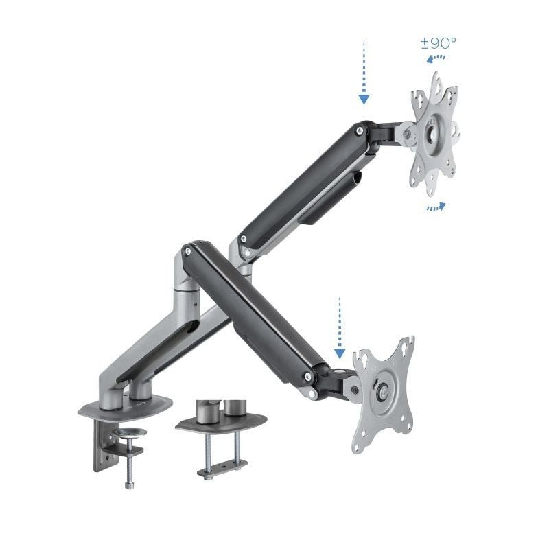 Soporte de Mesa para 2 Monitores TooQ DB4132TNR-G/ Giratorio/ Inclinable/ hasta 9kg - изображение 2