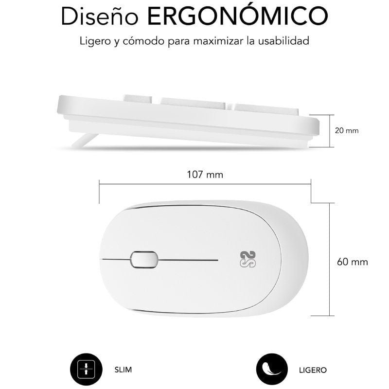 Teclado y Ratón Subblim Combo Business Slim Silencioso Inalámbrico/ Blanco - изображение 2