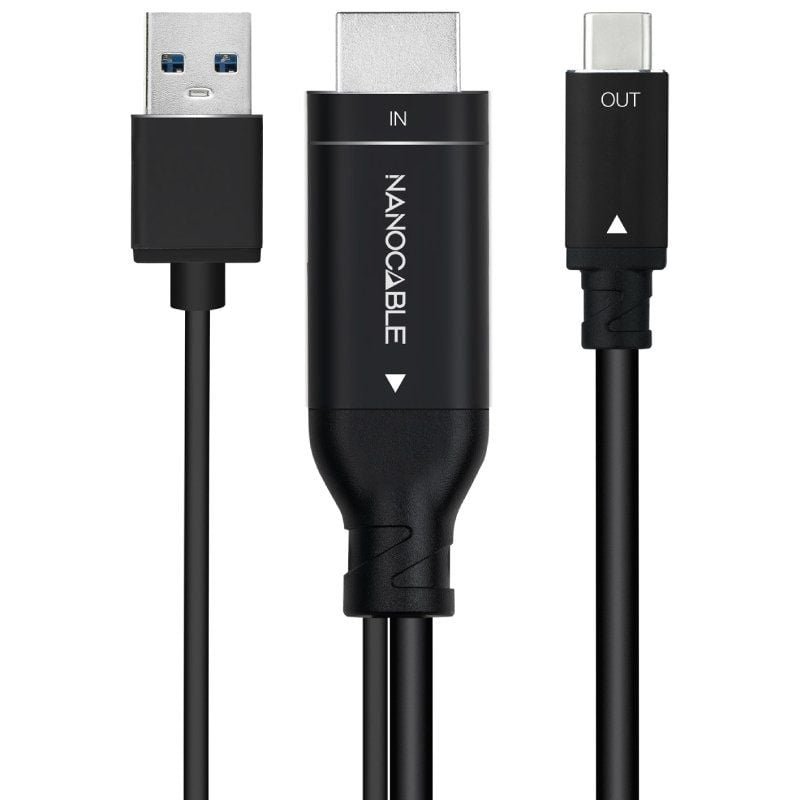 Cable HDMI Nanocable 10.15.4354/ HDMI Macho - USB Macho/ USB Tipo-C Macho/ 1.8m/ Negro - изображение 2
