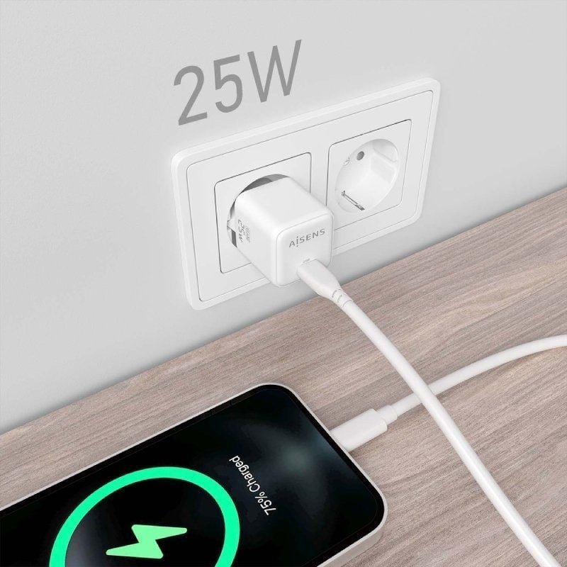 Cargador de Pared GaN Aisens ASCH-25W1P012-W/ 1xUSB Tipo-C/ 25W - изображение 5