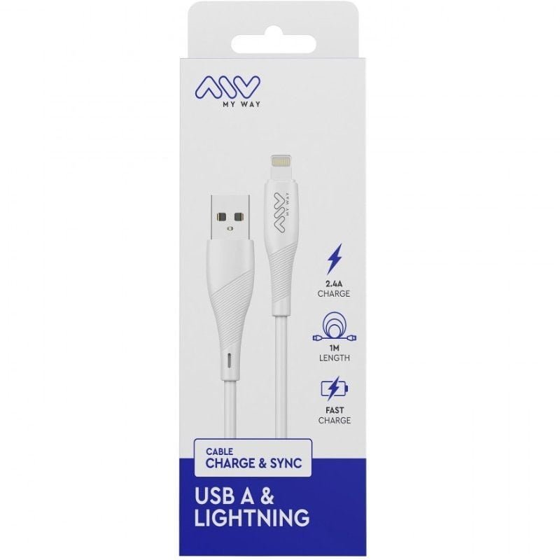Cable USB 2.0 Lightning Myway MWUSC0021/ USB Macho - Lightning Macho/ 1m/ Blanco - изображение 3