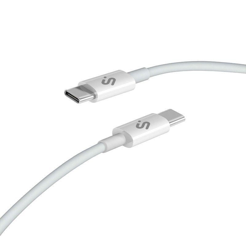 Cable USB 2.0 Tipo-C Subblim Cable Plus/ USB Tipo-C Macho - USB Tipo-C Macho/ Hasta 100W/ 480Mbps/ 1m/ Blanco