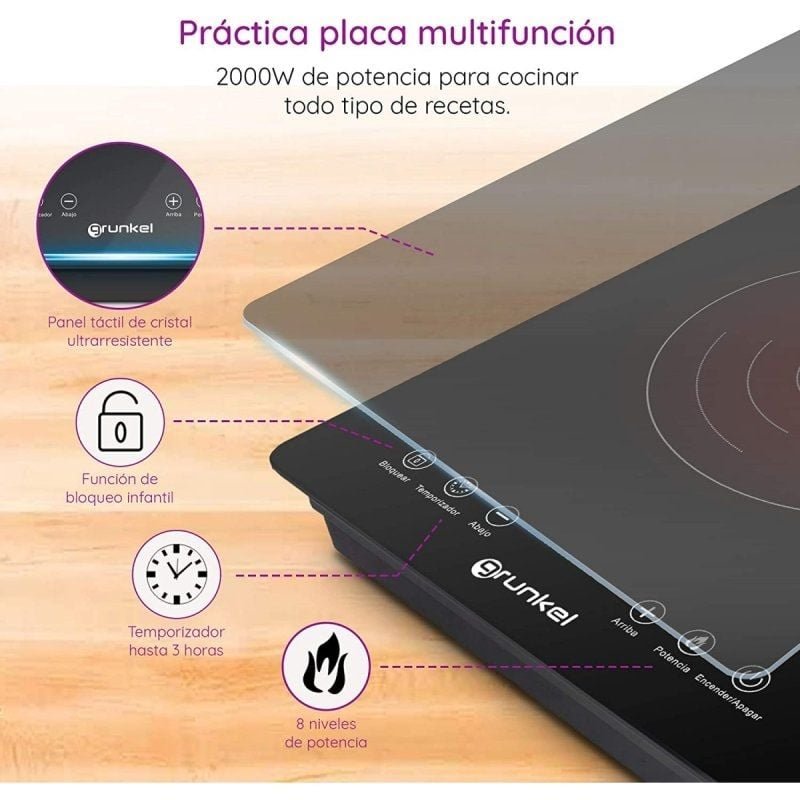 Placa de Inducción Grunkel PIN-2000/ 1 placa de 180mm/ 2000W - изображение 4