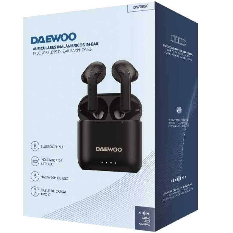 Auriculares Bluetooth Daewoo DW2020 con estuche de carga/ Autonomía 5h/ Negros - изображение 3