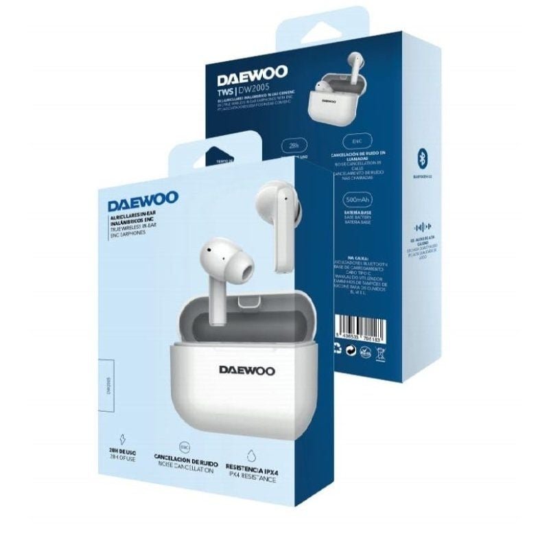 Auriculares Bluetooth Daewoo DW2005 con estuche de carga/ Autonomía 6h/ Blancos - изображение 4