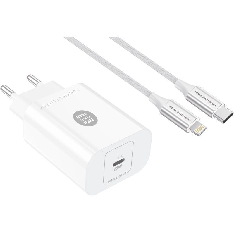 Cargador de Pared Tech One Tech TEC2265/ 1xUSB Tipo-C + Cable Lightning/ 3A/ Blanco - изображение 3