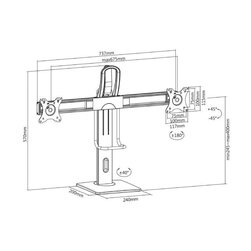 Soporte de Sobremesa con Contrapeso para 2 Monitores Aisens DT27TSR-065/ Giratorio/ Inclinable/ hasta 6kg - изображение 5