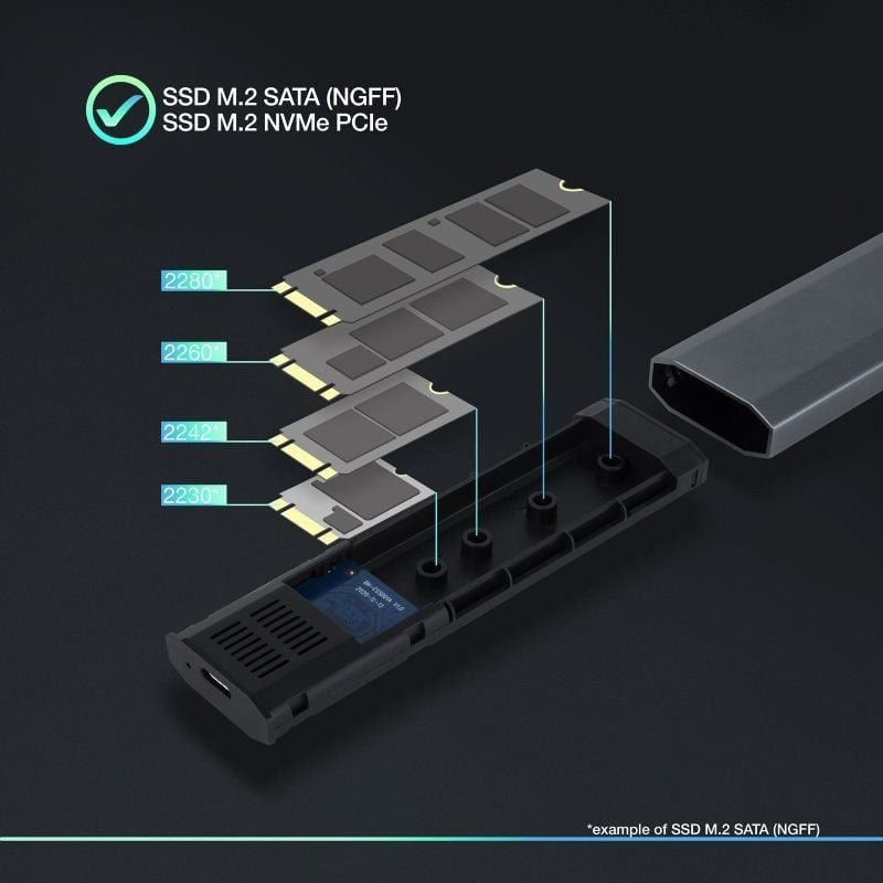 Caja Externa para Disco SSD M.2 NVMe TooQ TQE-2223G/ USB 3.2/ Sin tornillos - изображение 3