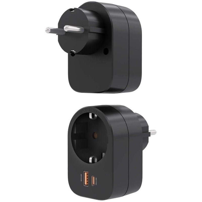 Enchufe Aisens ASPS-1A1C07-BK/ 1 Toma de Corriente/ 1 USB Tipo-C PD/ 1 USB/ Negro - изображение 3