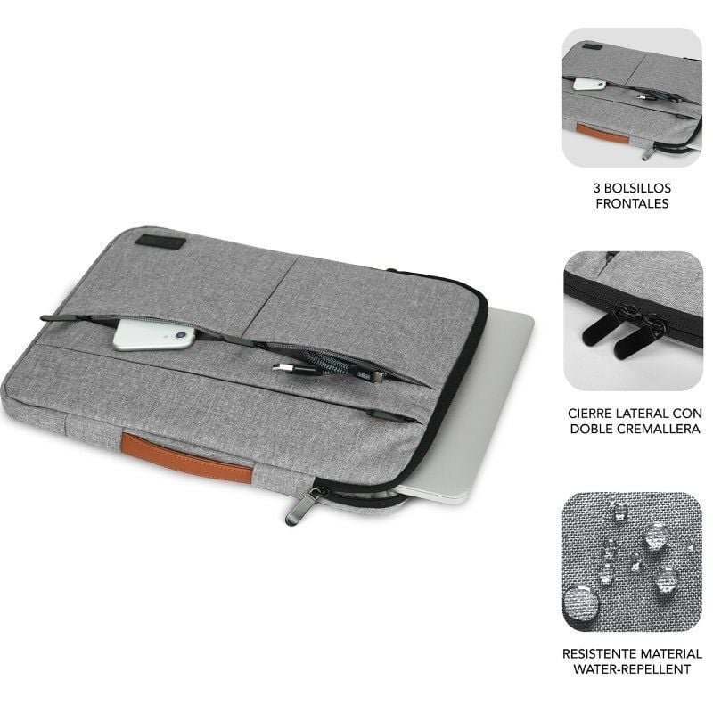 Funda Subblim Air Padding 360 Sleeve para Portátiles hasta 15.6"/ Gris Claro - изображение 3