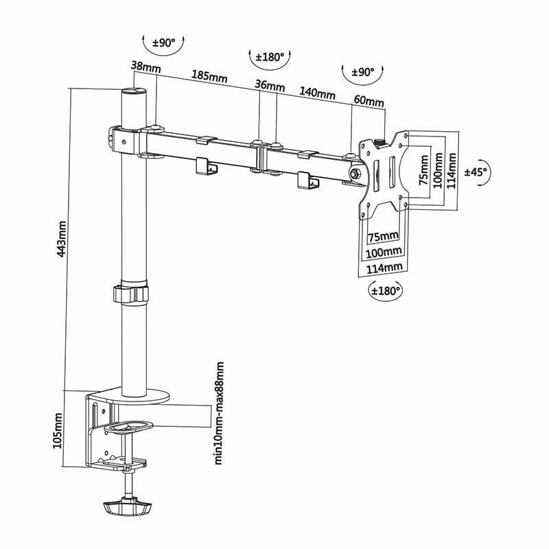 Soporte de Mesa para Monitor Aisens DT32TSR-039/ hasta 8kg - изображение 5