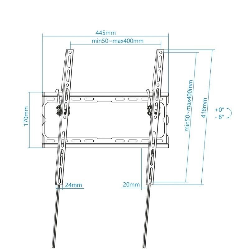 Soporte de Pared Fijo / Inclinable TooQ LP1071T-B para TV de 32-70"/ hasta 45kg - изображение 3