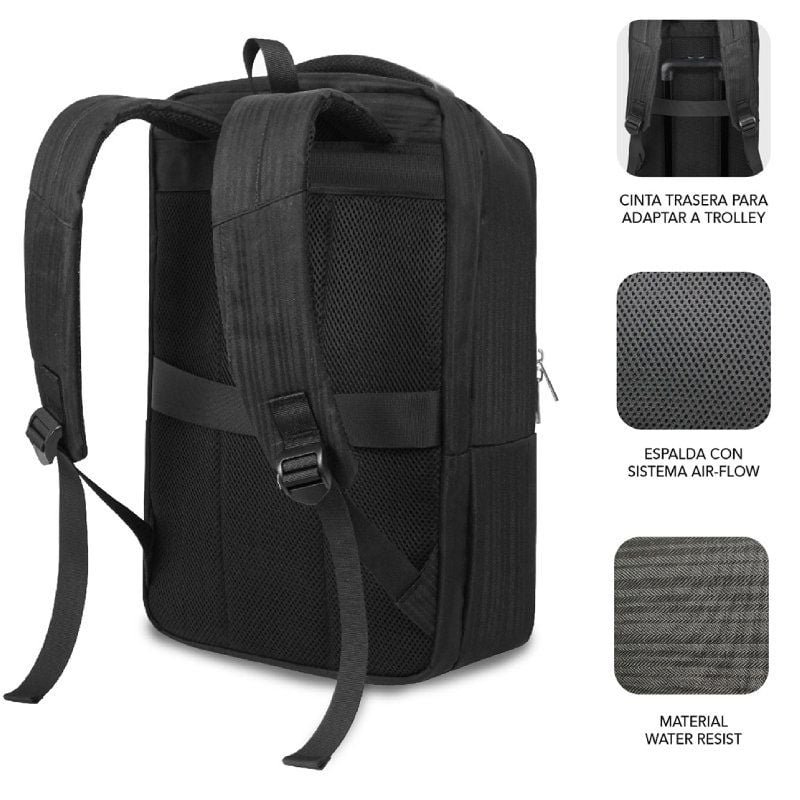 Mochila Subblim Business V2 AP Backpack para Portátiles hasta 15.6"/ Puerto USB/ Negra - изображение 3