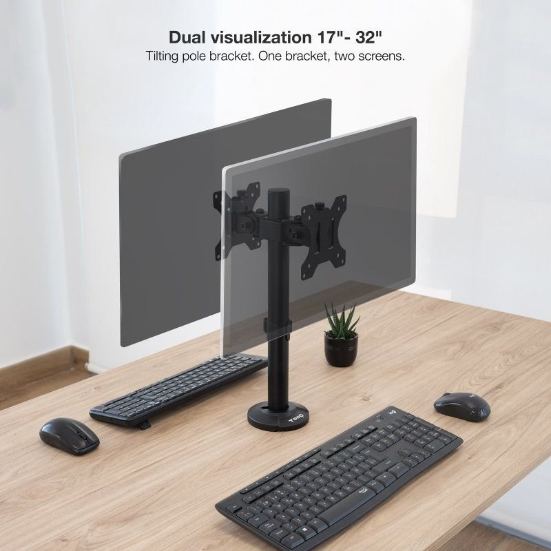 Soporte de Mesa para 2 Monitores TooQ DB1132TN-B/ Giratorio/ Inclinable/ hasta 8kg - изображение 3