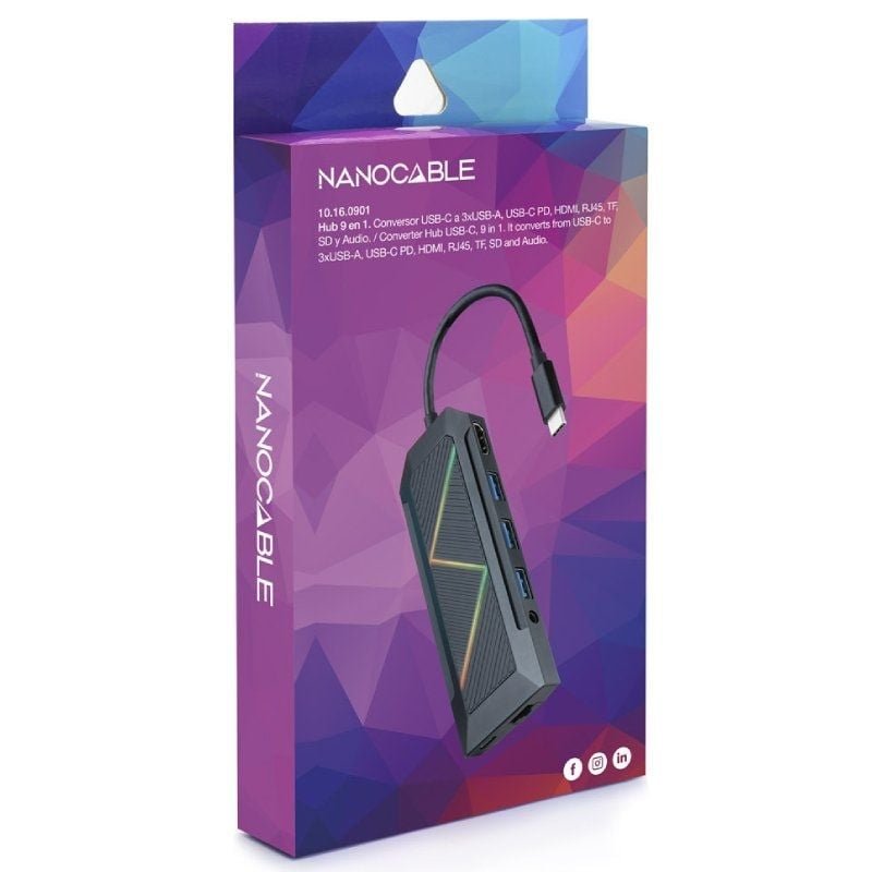 Docking USB Tipo-C Nanocable 10.16.0901/ 3xUSB/ 1xUSB Tipo-C PD/ 1xHDMI/ 1xRJ45/ 1xLector Tarjetas SD TF/ Audio - изображение 2