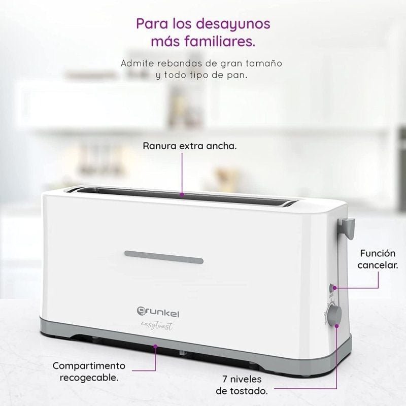 Tostador Grunkel TS-40 EasyToast/ 980W/ Blanco - изображение 4