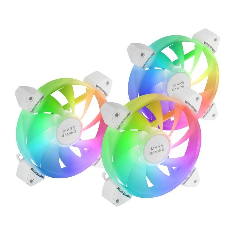 Pack 3 Ventiladores Mars Gaming MF-3A/ 12cm/ ARGB/ Blanco - изображение 2