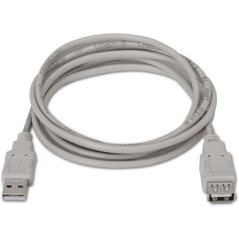 Cable Alargador USB 2.0 Aisens A101-0013/ USB Macho - USB Hembra/ Hasta 2.5W/ 60Mbps/ 1.8m/ Beige - изображение 2