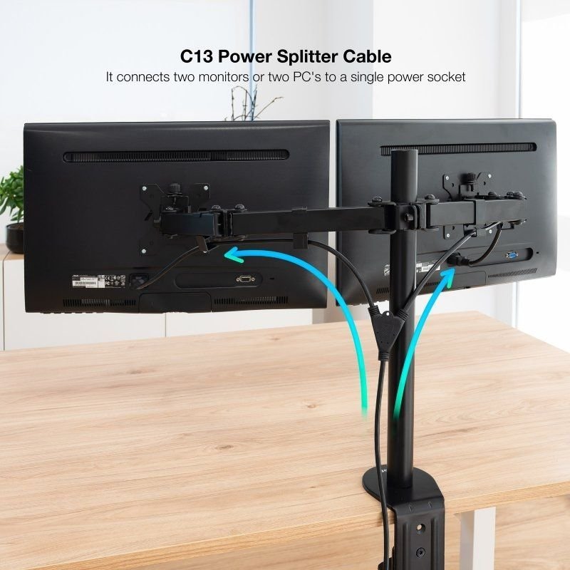 Cable Alimentación Nanocable 10.22.0100-L300/ Schuko Macho - 2 x C13 Hembra/ 3m/ Negro - изображение 3