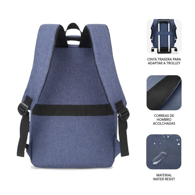 Mochila Subblim City Backpack para Portátiles hasta 15.6"/ Puerto USB/ Azul - изображение 3