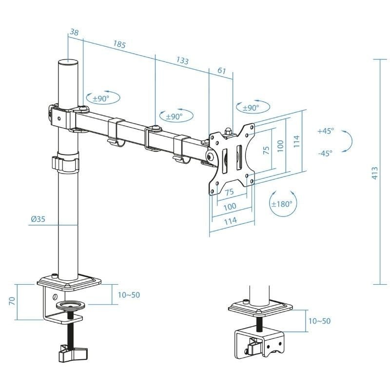 Soporte de Mesa para Monitor TooQ DB1801TN-B/ Giratorio/ Inclinable/ hasta 8kg - изображение 5
