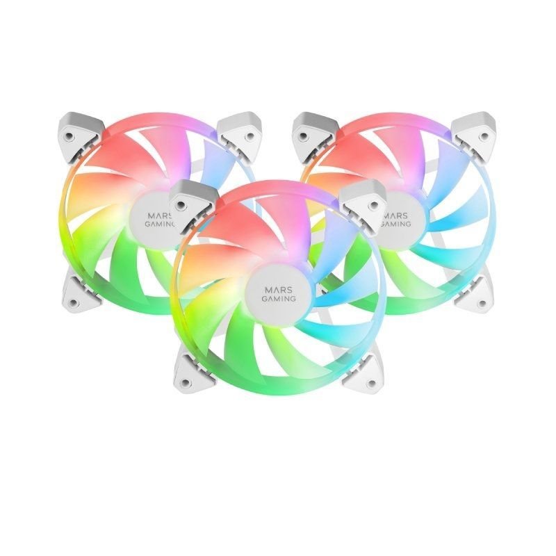 Pack 3 Ventiladores Mars Gaming MF-3A/ 12cm/ ARGB/ Blanco - изображение 3