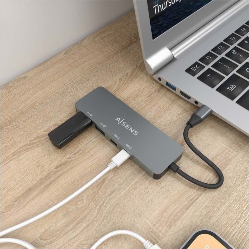 Hub USB Tipo-C Aisens A109-0694/ 2xUSB/ 2xUSB Tipo-C/ Gris - изображение 5