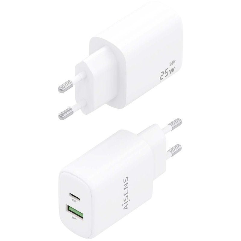 Cargador de Pared GaN Aisens A110-0911/ 1xUSB Tipo-C/ 1xUSB/ 25W/ Blanco - изображение 3