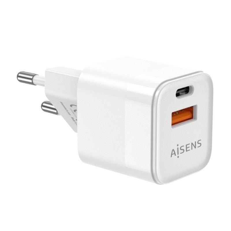 Cargador de Pared GaN Aisens ASCH-20W2P002-W/ 1xUSB Tipo-C/ 1xUSB/ 20W - изображение 2