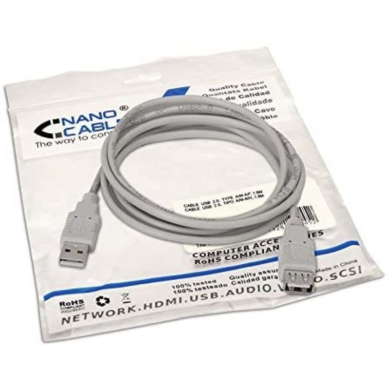 Cable Alargador USB 2.0 Nanocable 10.01.0204/ USB Macho - USB Hembra/ 3m/ Beige - изображение 5