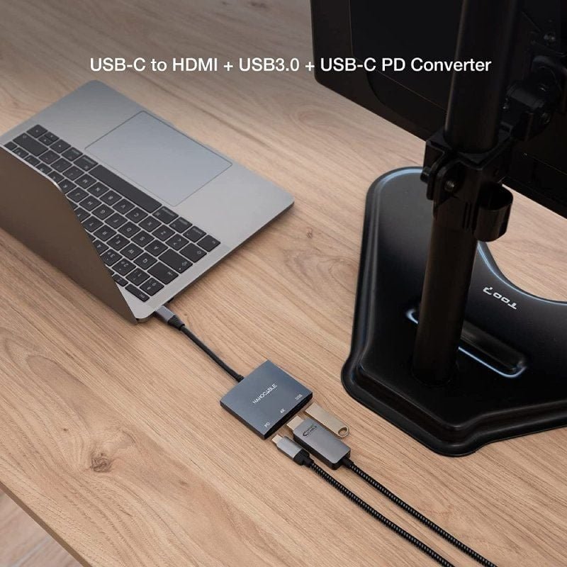 Conversor Nanocable 10.16.4306 USB Tipo-C/ HDMI 4K Hembra - USB Hembra - USB Tipo-C PD/ 15cm/ Gris - изображение 3