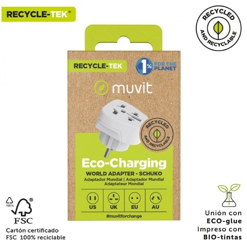 Enchufe Universal Muvit For Change MCADP0007/ 1 Toma de Corriente/ Blanco - изображение 5