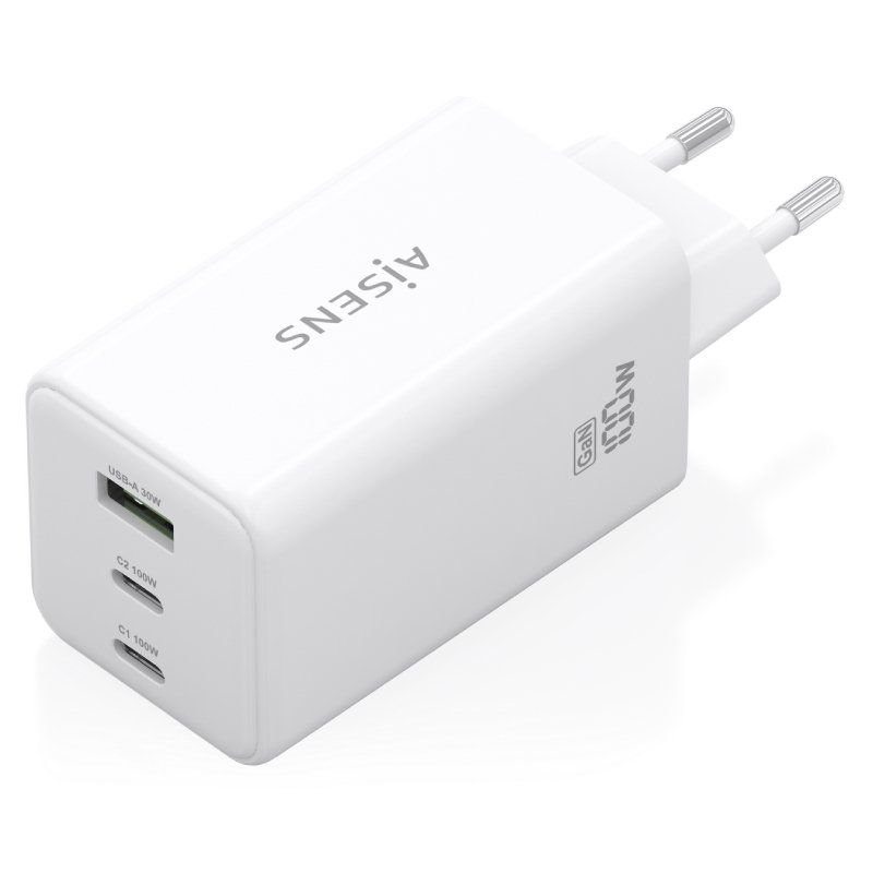Cargador de Pared GaN Aisens ASCH-100W3P051-W/ 2xUSB Tipo-C/ 1xUSB/ 100W - изображение 2