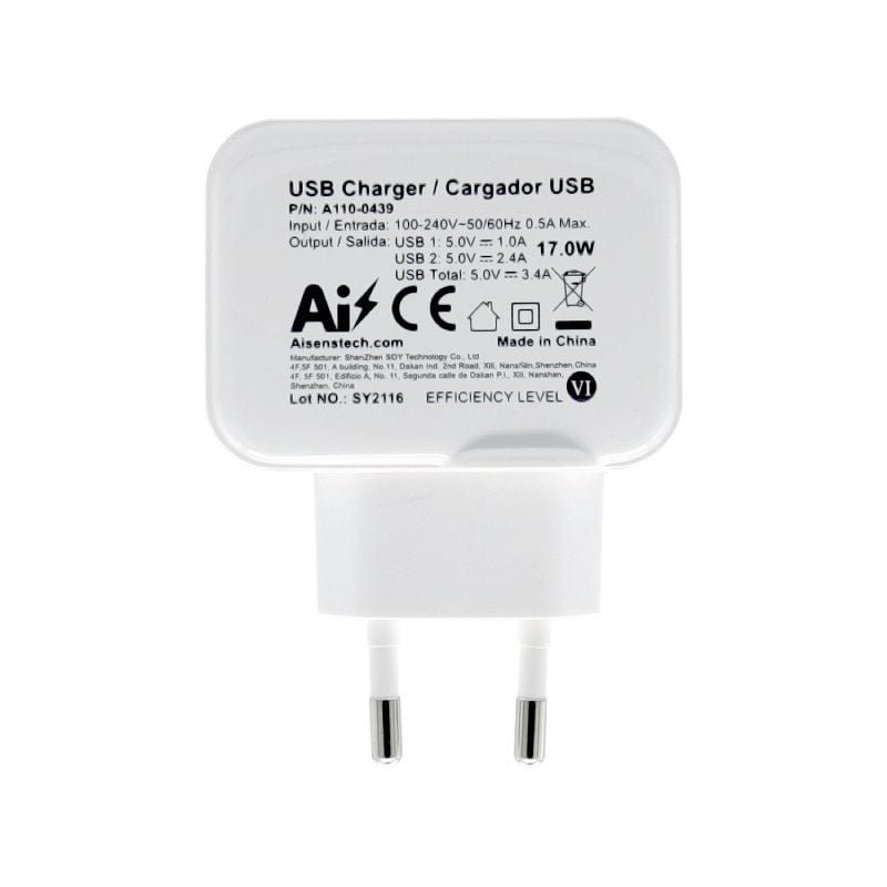 Cargador de Pared Aisens A110-0439/ 2xUSB/ 17W - изображение 4
