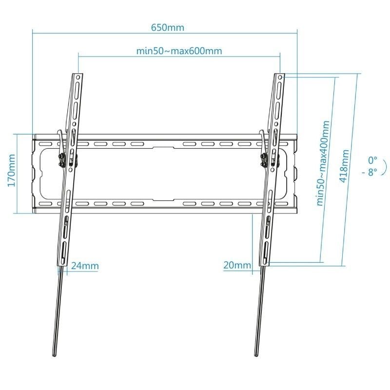 Soporte de Pared Fijo/ Inclinable TooQ LP1081T-B para TV de 37-80"/ hasta 45kg - изображение 3