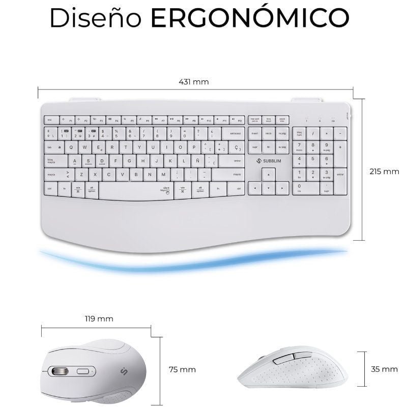Teclado y Ratón Inalámbrico Subblim Combo Dual Office Prowave/ Blanco - изображение 3
