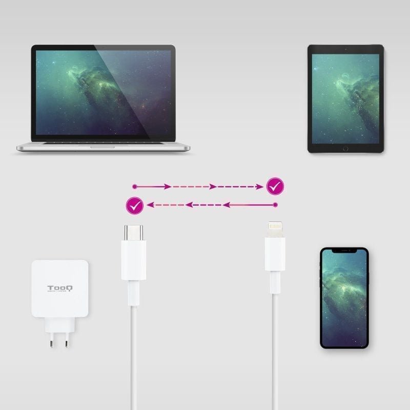 Cable USB 2.0 Tipo-C Lightning Nanocable 10.10.0600/ USB Tipo-C Macho - Lightning Macho/ 50cm/ Blanco - изображение 5