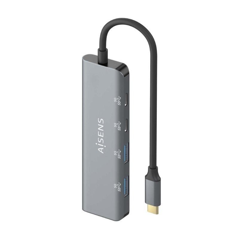 Hub USB Tipo-C Aisens A109-0763/ 2xUSB/ 2xUSB Tipo-C/ Gris - изображение 3