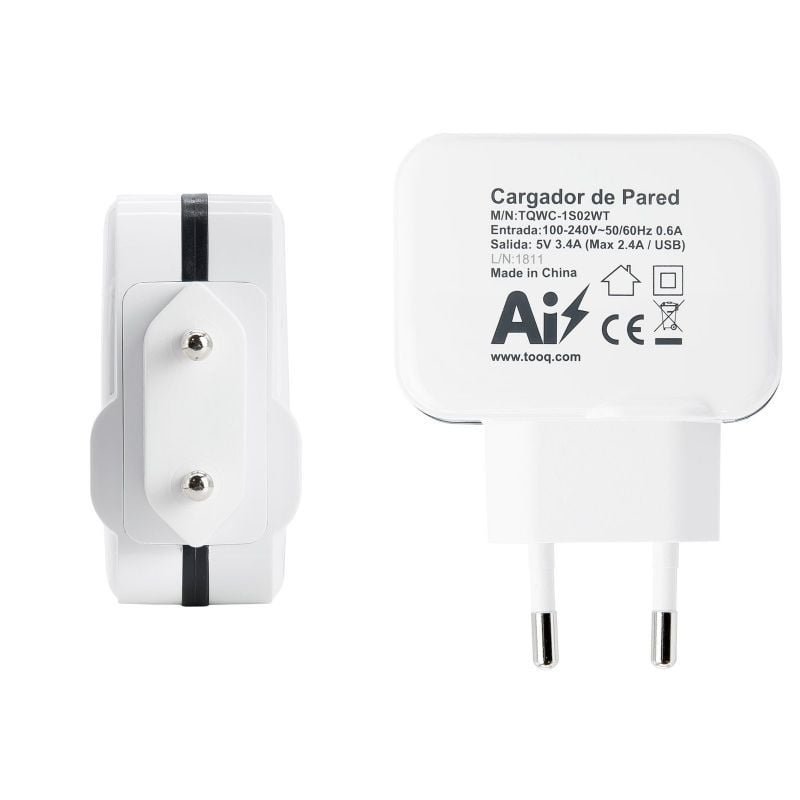 Cargador de Pared TooQ TQWC-1S02WT/ 2xUSB/ 17W - изображение 3