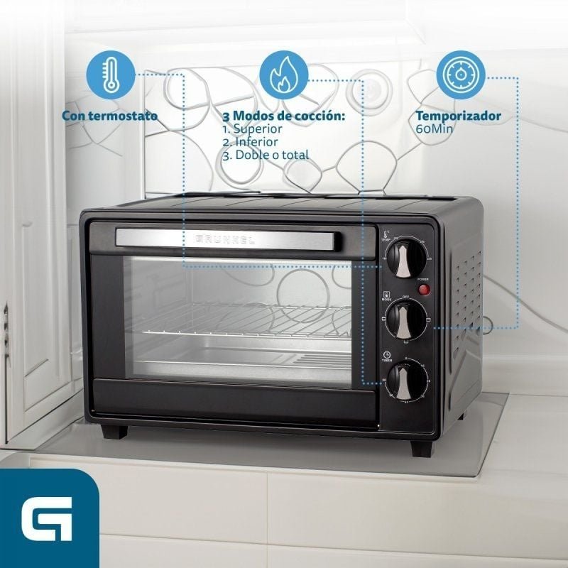 Horno de Sobremesa Grunkel HR-23HN/ 1600W/ Capacidad 23L - изображение 2