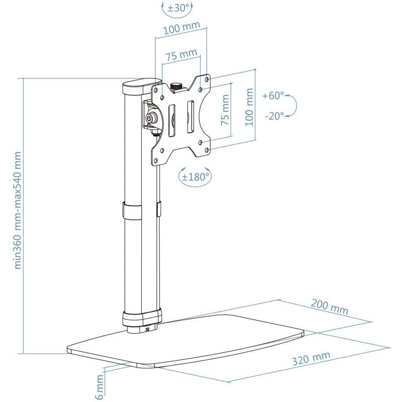 Soporte de Sobremesa para Monitor TooQ DB1127TN-B/ Giratorio/ Inclinable / hasta 6kg - изображение 5