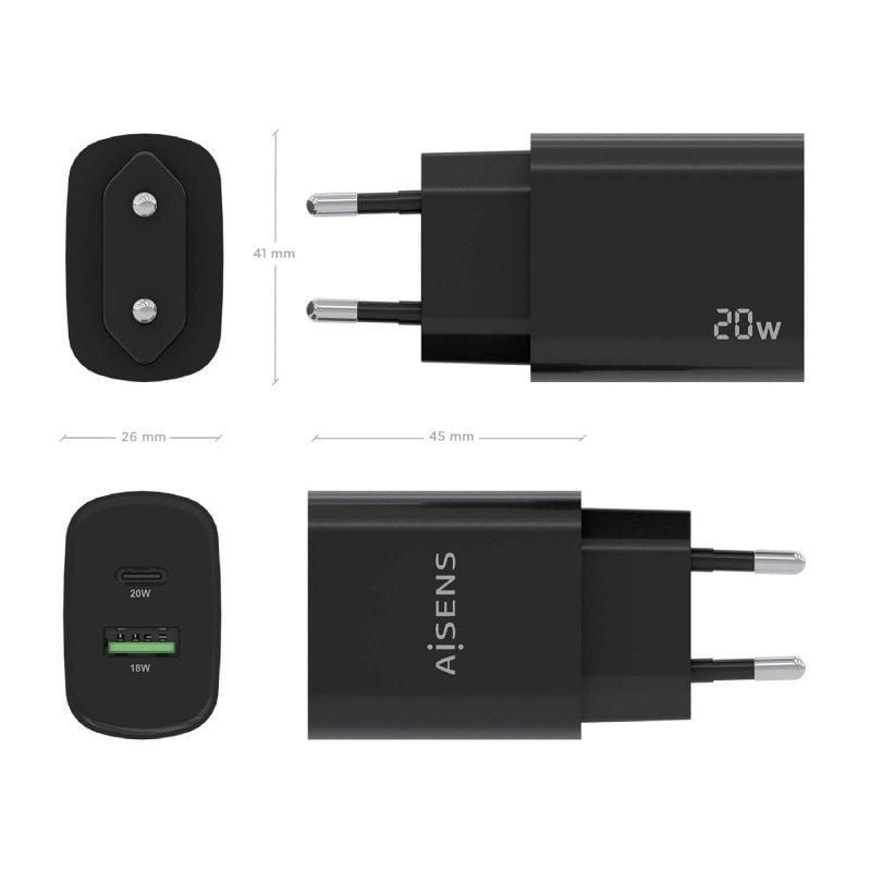 Cargador de Pared Aisens A110-0755/ 1xUSB Tipo-C/ 1xUSB/ 20W - изображение 4