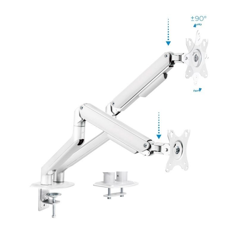 Soporte de Mesa para 2 Monitores TooQ DB4132TNR-W/ Giratorio/ Inclinable/ hasta 9kg - изображение 2