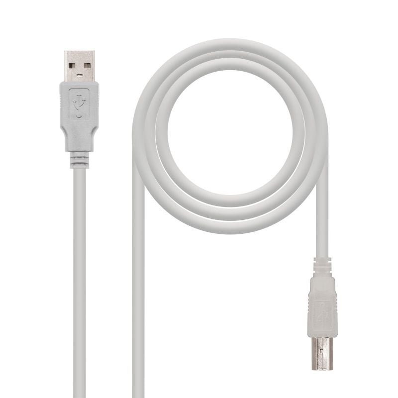 Cable USB 2.0 Impresora Nanocable 10.01.0102/ USB Tipo-B Macho - USB Macho/ 1m/ Beige - изображение 3