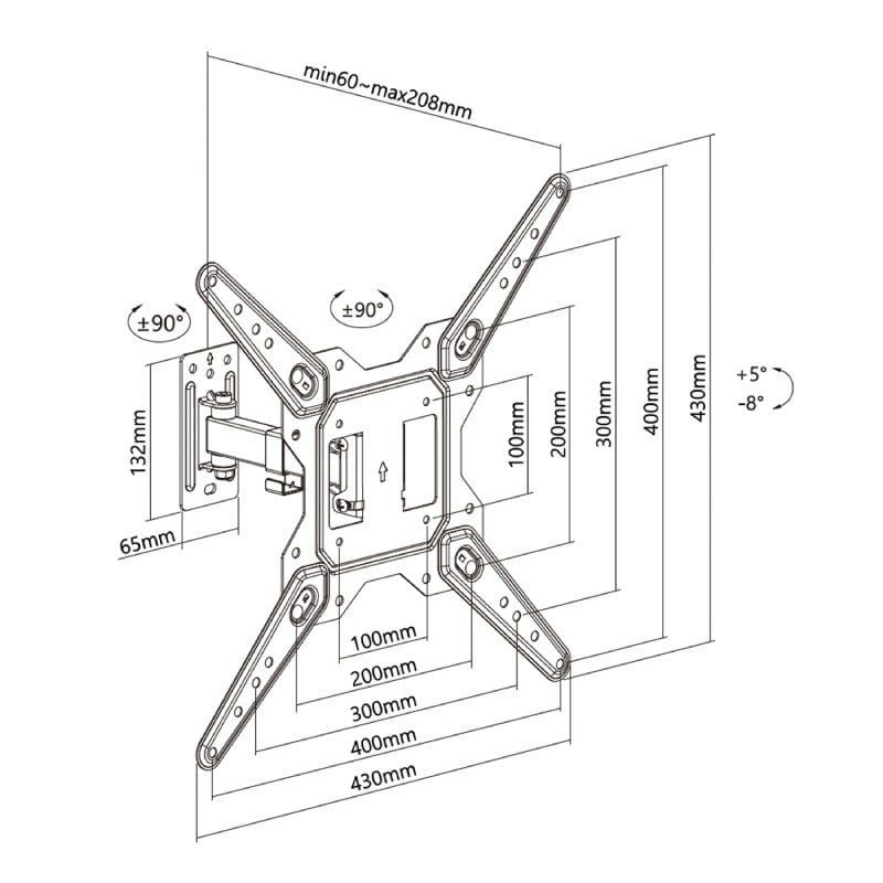Soporte de Pared Extensible/ Giratorio/ Inclinable/ Aisens WT55TSE-151 para TV de 23-55"/ hasta 30kg - изображение 4