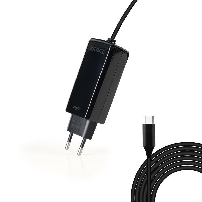 Cargador de Portátil GaN TooQ TQLC-USBCGAN100PD-C USB Tipo-C/ 45W/ Automático/ Voltaje 5-20V - изображение 2