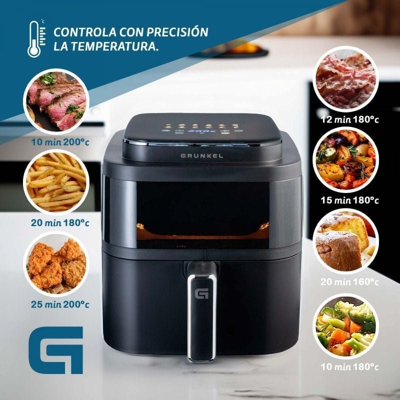 Freidora por Aire Airfryer / Sin Aceite Grunkel Black Light Fryer/ 1400W/ Capacidad 6L - изображение 4