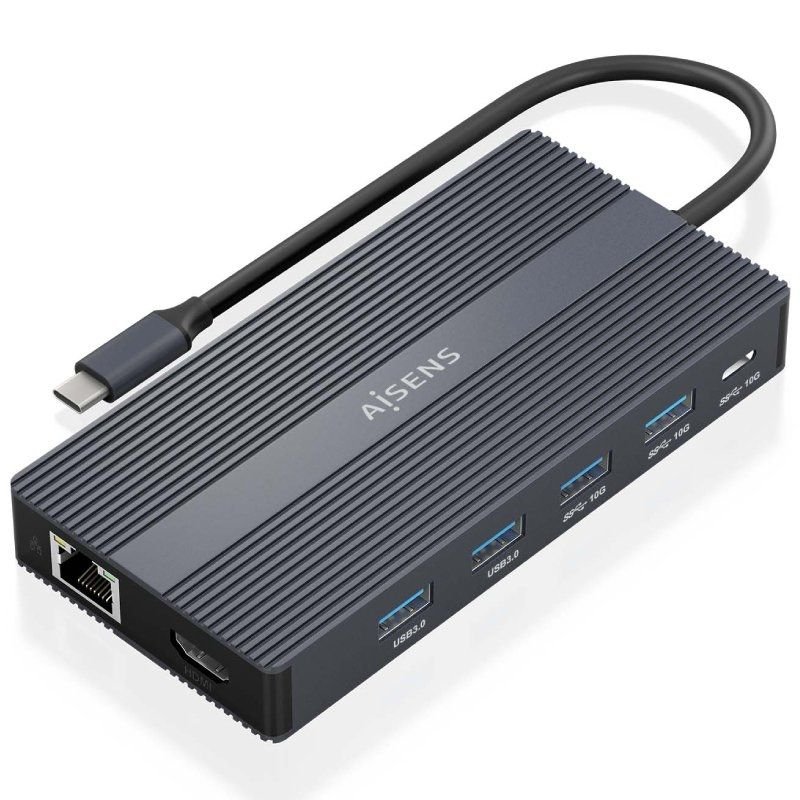 Docking USB Tipo-C Aisens ASUC-12P017-GR/ 2xHDMI/ 4xUSB/ 1xUSB Tipo-C/ 1xRJ45/ 1xDisplayPort/ 1xLector Tarjetas/ 1xUSB Tipo-C PD/ Gris - изображение 2